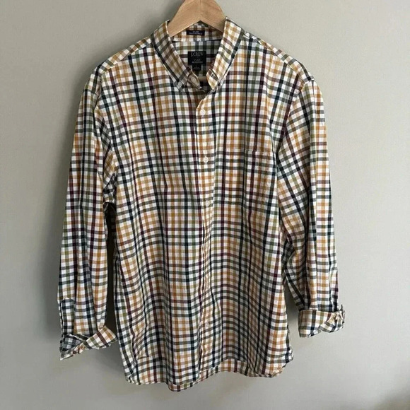 J.CREW Other - J Crew Men Slim Untucked Flex Washed Button Up Shirt Size Large Blue Plaid